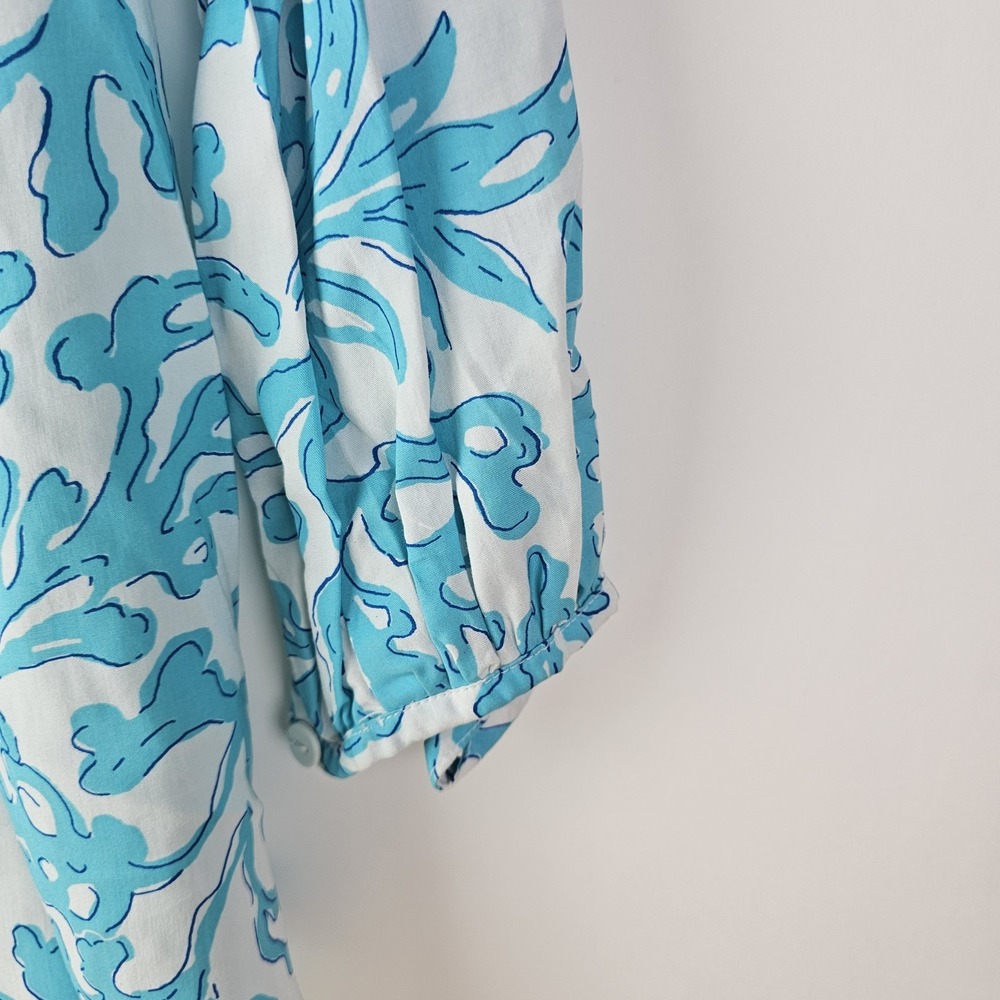 Barbara Gerwit Tunic Blue White Top Beach Coral Womens Size XS Shirt LS Nautical - Picture 8 of 11